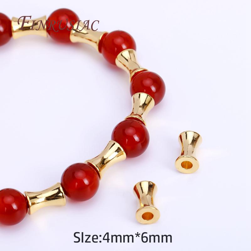 

4*6MM Gold Plated Tube Spacer Beads High-Quality Large Hole Bamboo Beads For Bracelets Necklace Making DIY Jewelry Accessories 10 pcs