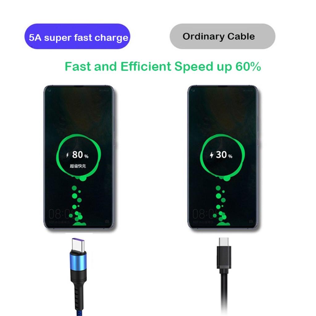 5A High Fast Charge USB 3.0  type C Charging Nylon Cable for  For 