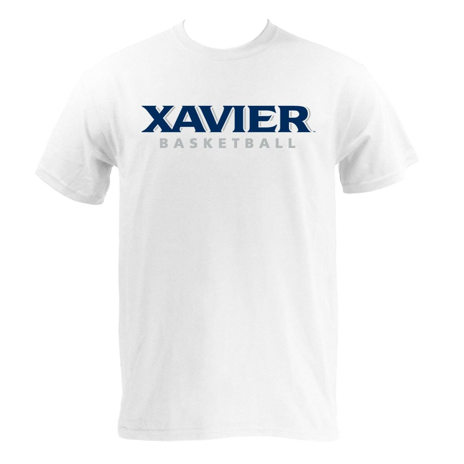 

Xavier Basketball Wordmark White Basic Cotton Xavier University Bball T-Shirt