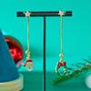 Moving Santa Claus Asymmetric Long Tassel Drop Earrings For Women Christmas Tree Snowflake Star Zircon Earring New Year Jewelry