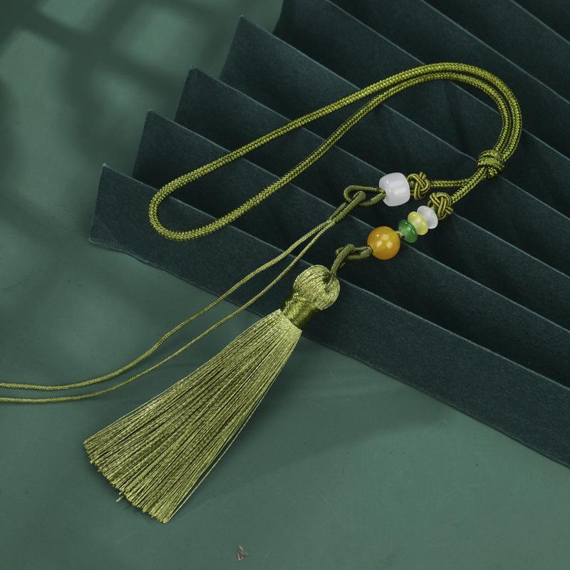 Exquisite Pearl and Jade Tassel Ornament with Pull Ring