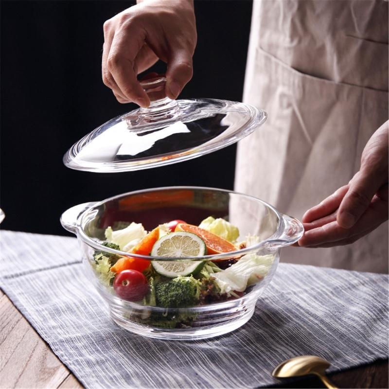 Clear Glass Casserole Bowl for Microwave Reheating, Soup Service, Porridge Serving, and Regular Kitchen Use Daily