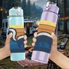 1PC Retro Skunk Sunset Pattern 750ml Color Plastic Sports Water Bottle Leakproof Flip Straw Lid Suitable for Sports Office Home Use
