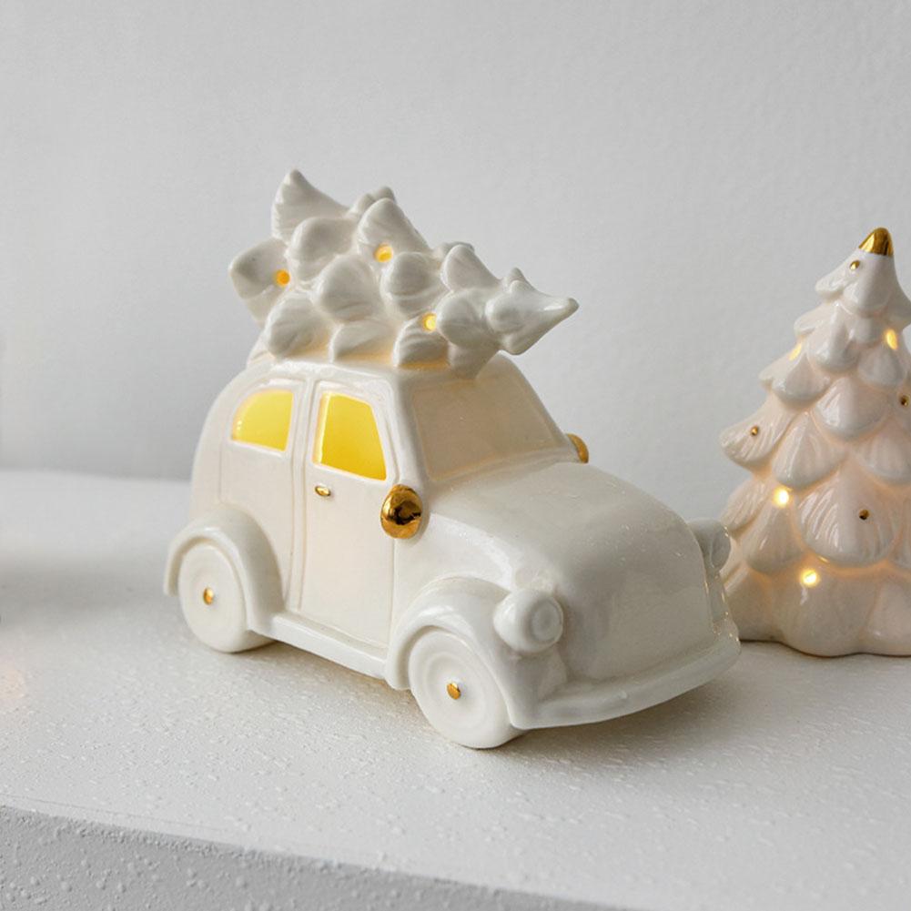 NEW Christmas Ceramic House Desktop Decoration Glowing Christmas Snowhouse Snowman Christmas Tree Decoration Ornament