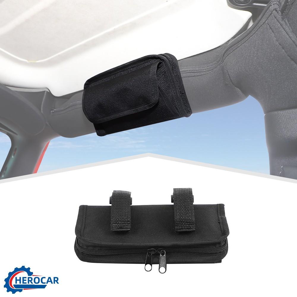 Car Roll Grab Storage Bag Glasses Pocket for 1997-2025 Jeep Wrangler TJ JK JL JT