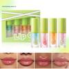Moisturizing Lip Oil Set 4 Tablets, Large Brush Head Moisturizing Lip Gloss Gloss Transparent Mirror Moisturizing Cantaloupe Lip Oil 4.8ML*4