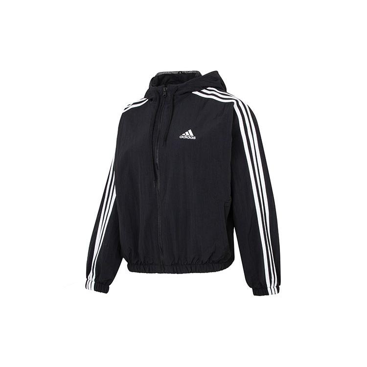 (WMNS) adidas Essentials 3-Stripes Woven Windbreaker Asia Sizing Black White Women s HT3399 S