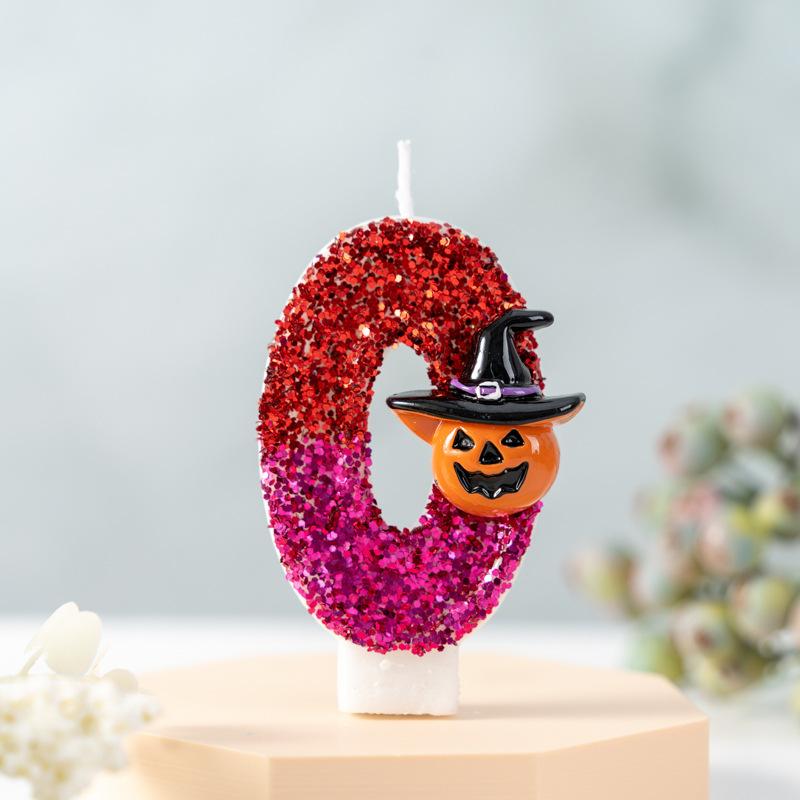 

Halloween Pumpkin Candle Numbers Birthday Candle Cake Party Creative Decoration 0