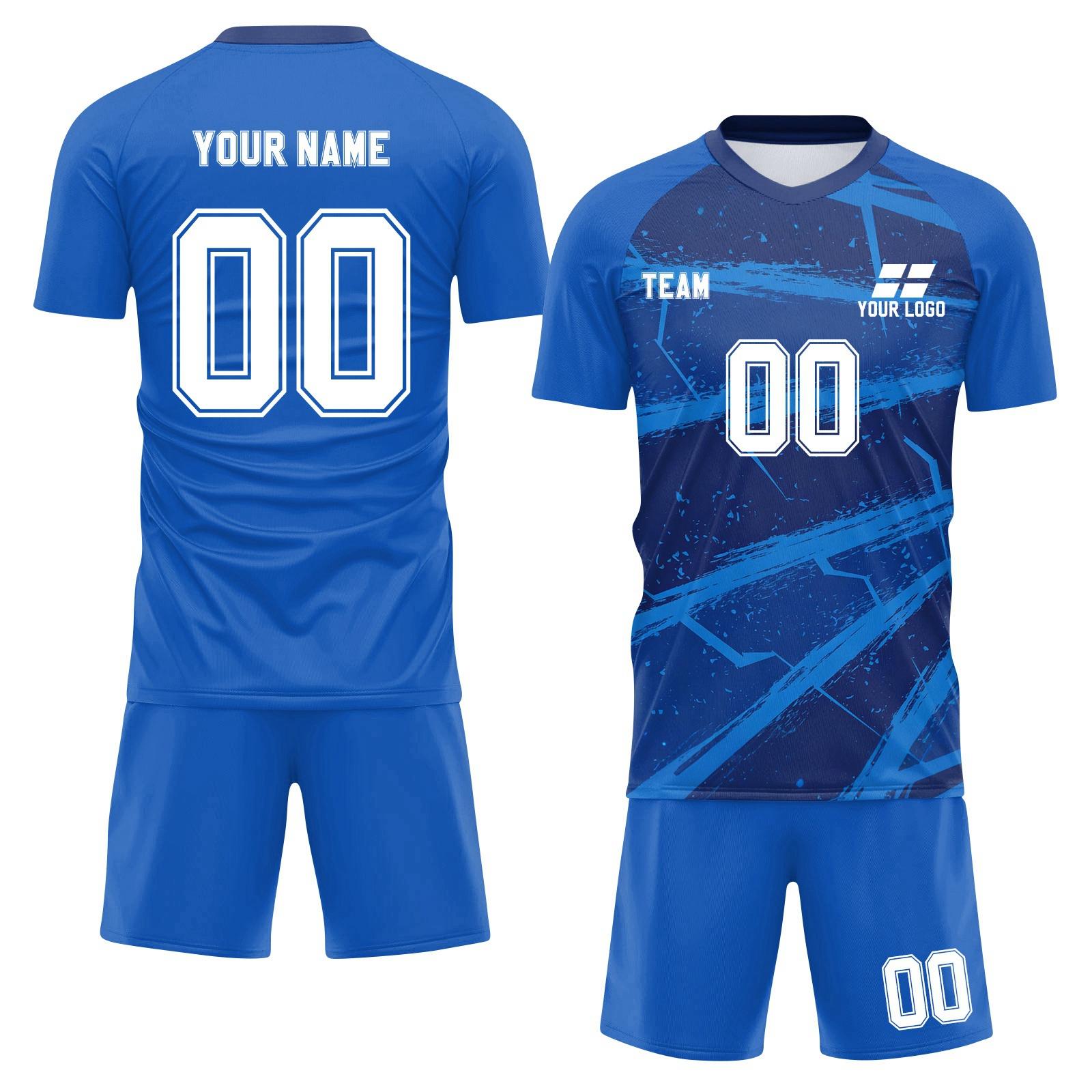 

Personalised Shirts Kit Mens Girls With Name Number Custom Football Jerseys For Boys Training Suit 16 синий