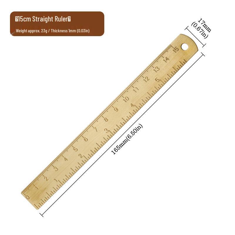 Copper and Brass Triangle Ruler Set: Includes Straight Ruler, Caliper, Retro Protractor, Angle Measurer, Triangle Plate, and Wave Ruler.