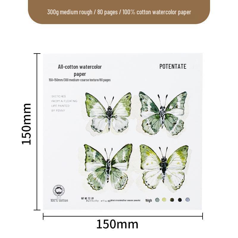 Zun Jue Handgefertigtes 300g Baumwoll-Aquarelljournal - Feine Körnung, Tragbar