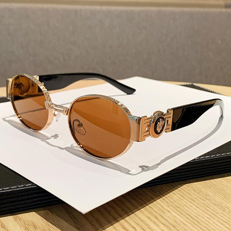Elliptical Metal Sunglasses For Men And Women With Uv400 Protection For Fashion Sun Protection