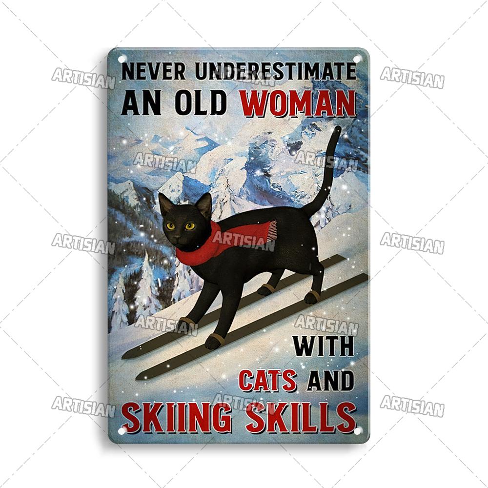 Artisian Skiing Snowboarding Metal Poster Sledding Tin Plaque Sport Decorative Plate Wall Decor Garage Bar Pub Club Hotel Cafe