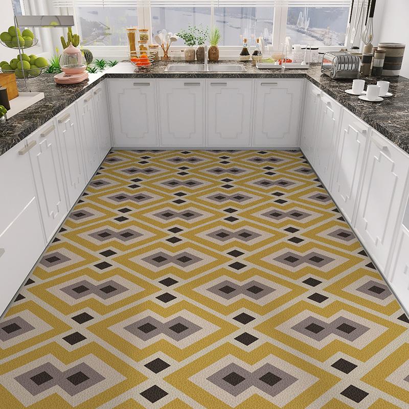 Home Kitchen Anti-oil Anti-slip Carpet PVC Leather Entrance Rugs Large Area Balcony Carpets Modern Living Room Decoration Rug