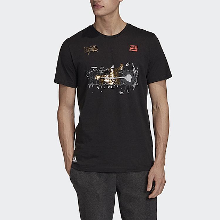 Adidas Marvel Black Panther Graphic Short Sleeve T-Shirt Men Tops FN1761