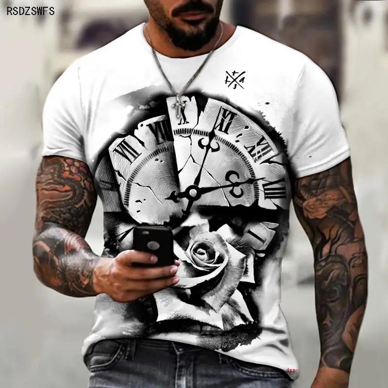 Brand Summer Retro 3d Printing Gray Pointer Men's T-shirt Cool Fashion Short Sleeve Streetwear Tee
