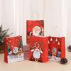 6 Pièces Joyeux Noël Sacs en Papier Kraft Père Noël Rouge Sacs en Papier Bonbons Biscuits Élan Flocon de Neige avec Poignée Sacs d'Emballage Cadeau