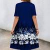 Spring and summer, new European and American women's clothing large size full body plant flower printing, elegant round neck short-sleeved dress women