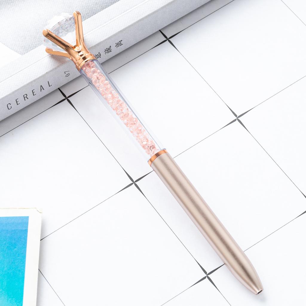 Large Diamond Ballpoint Pen Crystal Rotating Black Refill Pen Imitation Metal Luxury Office Oil Ball Point Pen School Supplies