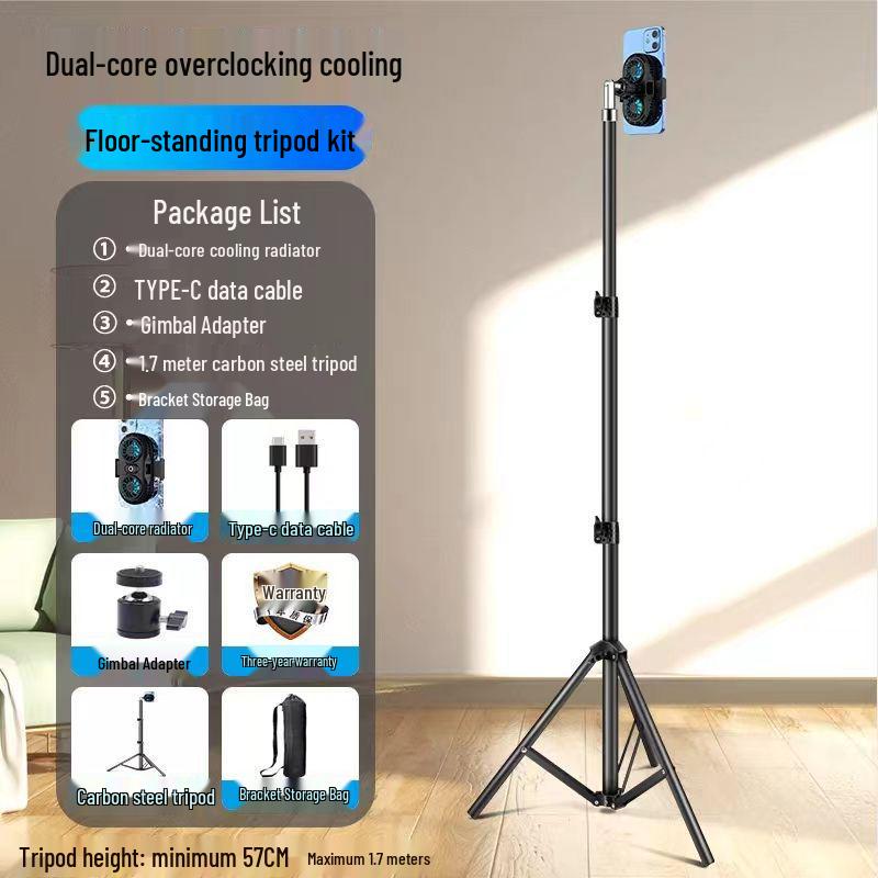 Semiconductor Phone Cooler & Magnetic Tripod with Dual Fill Lights for Streaming