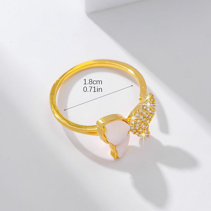 GemChic Damenring Funkelnde Fee Süß Eingefasster Zirkonia Schmetterling Öffnung Verstellbarer Zeigefingerring Mädchen Geburtstag Weihnachten Schmuckgeschenk