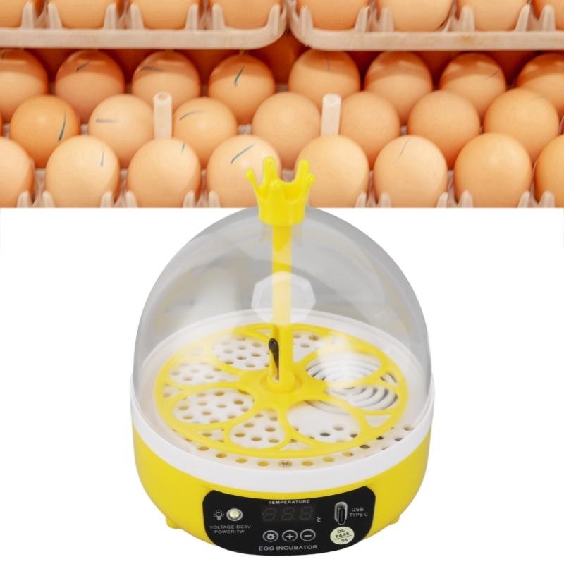Mini Egg Incubator For Home Automatic Temperature Humidity Control 4 Eggs Candler Poultry Hatching Machine