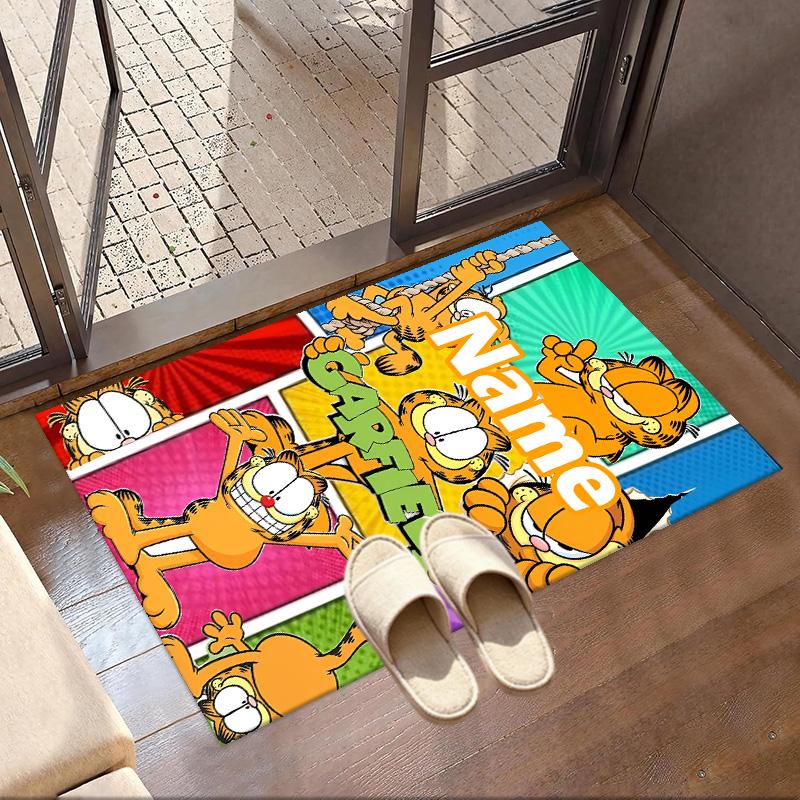 Custom Name Personalized Garfield Print Carpet, Versatile Home Decor Rug, for Playroom, Apartment, Balcony, Entryway, Hallway Gift