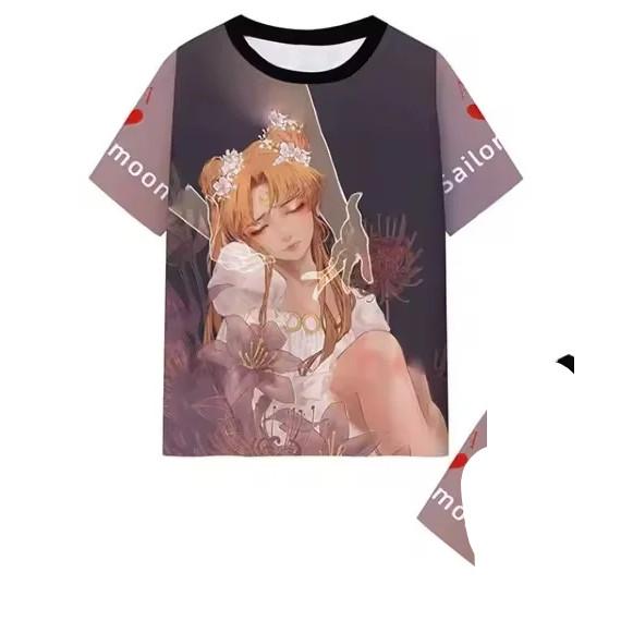 Sailor Moon Anime Kids Short Sleeve Tee 3D Full Print Comfort Top for Outdoor Daily Wear