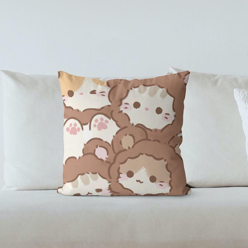 

Soft Cartoon Animal Pillow, Cute Square Sofa Bedside Pillow, Car Cushion, Nap Pillow, Birthday Gift linen-45x45cm double-sided [without pillow core]