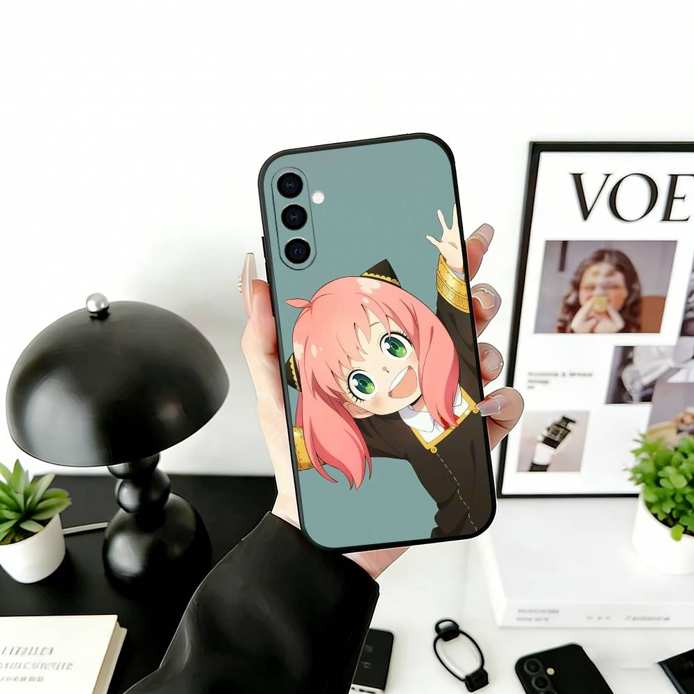 Cute Anya Forger Spy-Family Phone Case For Samsung Galaxy A73,A72,A71,A70,A53,A52,A51,Soft Silicone Black Cover