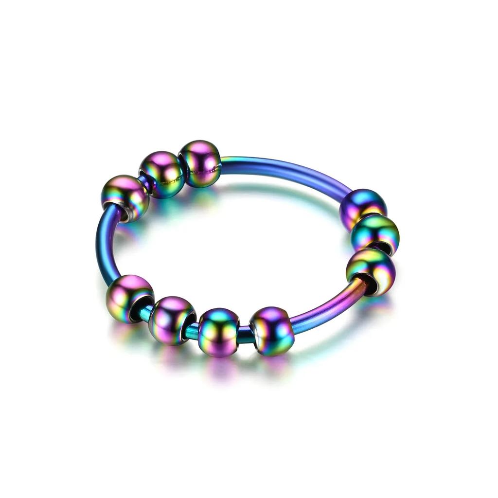 Tainless Steel Beads Anxiety Rings For Women Stress Relief Fidget Rings Men Simple Style Fashion Jewelry Accessories