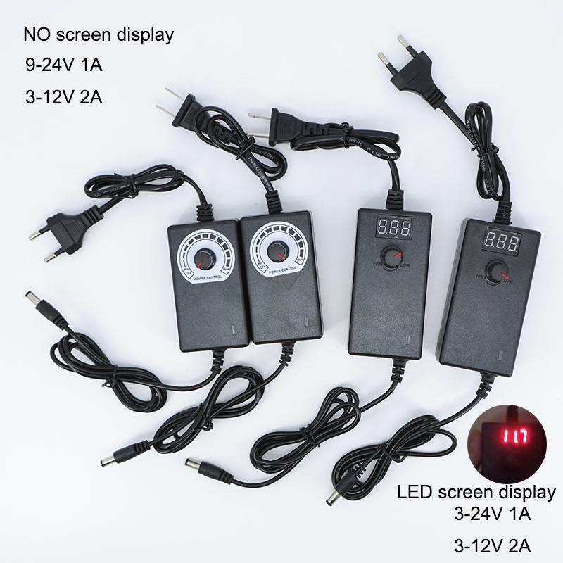 Adjustable AC 110V 220V TO DC 3V-12V 3V-24V 9V-24V 1A 2A 5V 6v 8V 15v 9V 10V 21v Power charger Adapter Screen Display Regulator