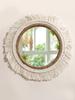 Macrame Mirror Wall Hanging Decorative Mirrors for Vanity Dorm Boho Woven Tassel Home Decor for Living Room Art Decorative Gifts