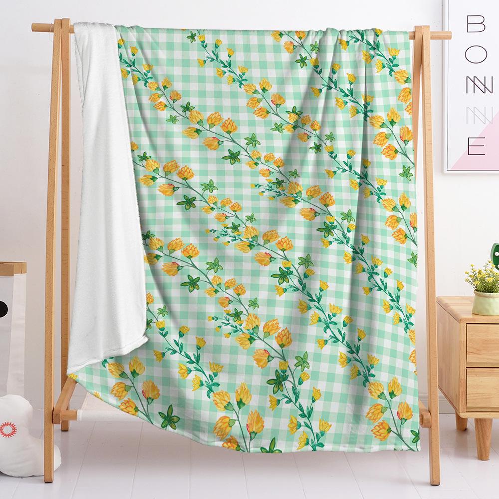 2D Digital Printing, Striped Plaid Blanket Fresh Flannel Blanket eBay Blanket Spring Autumn