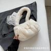 Women's 2024 New Wrinkled Small Square Bag Shoulder Bag Soft Plush Fur Ladies Elegant Pearl Chain Underarm Bag