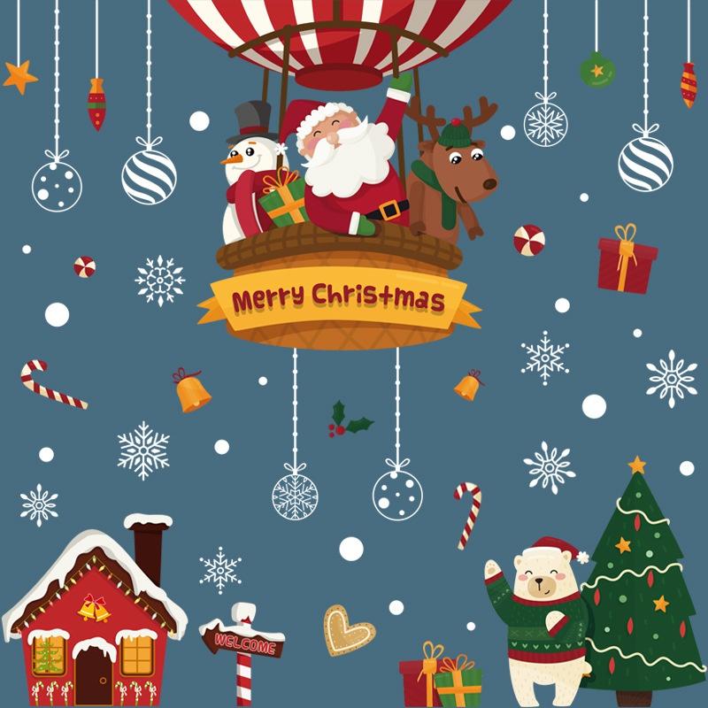 Merry Christmas Wall Stickers Window Glass Festival Wall Decals Santa Murals New Year Christmas Decorations for Home Decor