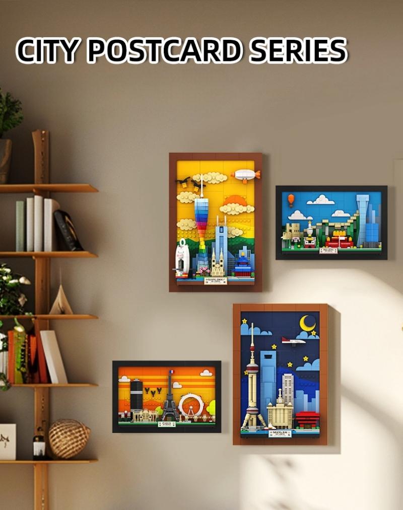 740 BUCĂȚI Cărămizi de Construit Postcard Oraș Arab Dubai Artă Perete Agățat Cărămizi Ornamente Decorațiuni Casă Copii Băieți Cadouri 4929
