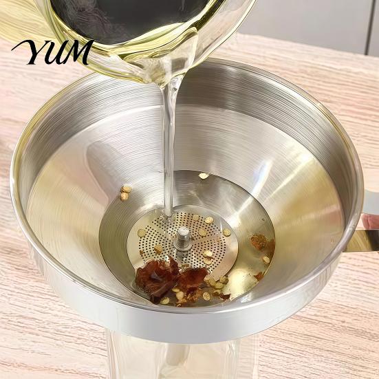 Liquid Transfer Tool for Bottles Stainless Steel Funnel with Filter And Handle, Leak Proof Wide Mouth Heavy Duty Kitchen Funnel, Filling Oil