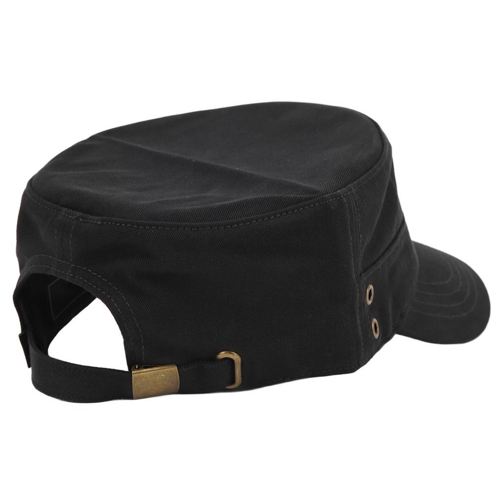 Cotton Retro Casual Flat Top Cap Men Women Outdoor Adjustable Fashionable Hat for Travel Camping Black Adjustable
