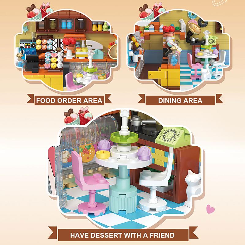 Stadtansicht Blumenladen Café Hamburg Restaurant Bausteine DIY Konstruktionssteine Spielzeug Geschenk für Kinder