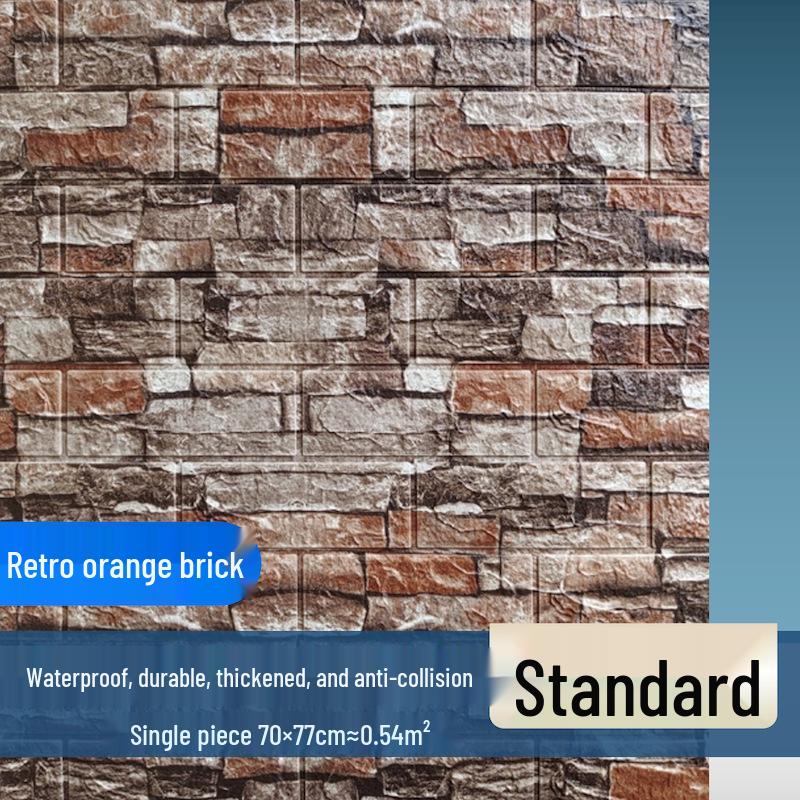 3D Brick Pattern Self-Adhesive Wallpaper: Waterproof, Moisture-Proof Decorative Sticker for Commercial & Antique Restaurant Wainscoting.