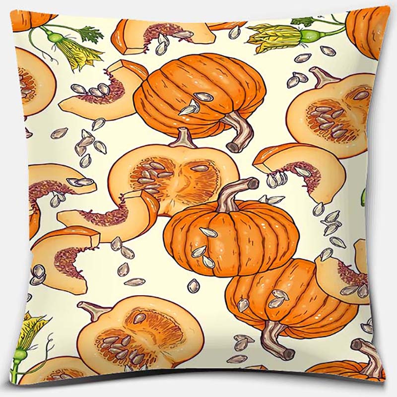 Pumpkin Halloween Thanksgiving Printing Series Pattern Pillowcase Square Pillowcase Home Office Decoration Pillowcase