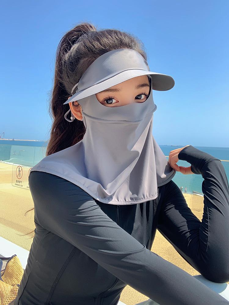 

Женская маска-балаклава для защиты лица от солнца с защитой шеи - Устойчивый к УФ-излучению фейскини, шляпа из ледяного шелка UPF50+ Ice Silk Nylon