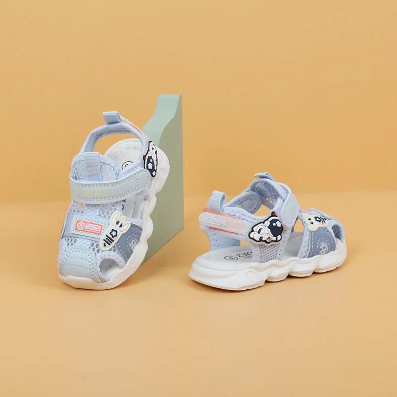 

Summer Baby Sandals Cartoon Astronaut Walking Shoes Boy Girls 1-3years Outdoor Soft Soled Anti Slip Children Mesh Beach Sandals 26 синій