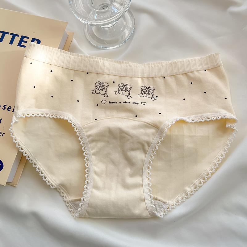 Mid Waist Skin Friendly Breathable Antibacterial Panties Made of Pure Cotton Antibacterial Cartoon Student Women’s Panties