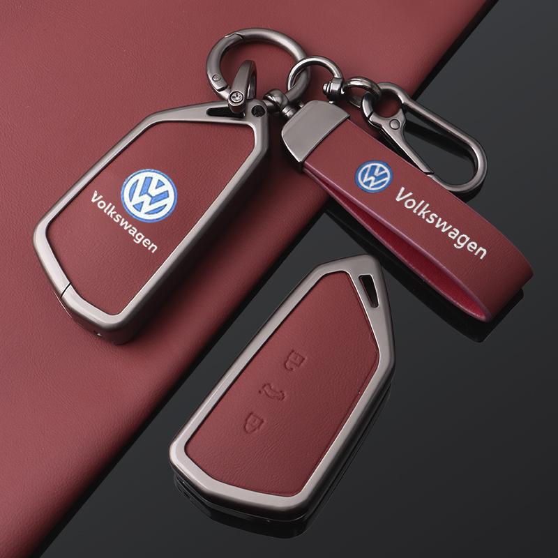 For VOLKSWAGEN VW Fashion Zinc Alloy Leather Car Remote Key Case Cover Shell Fob For VW Volkswagen Golf 8 2020 ID.3 ID.4 Cupra A