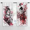 Modern Anime Curtains Boys Girl Bedroom Decor Japanese Cherry Blossom Female Samurai Thermal Insulated Curtain Blackout For Sleeping Area Polyester