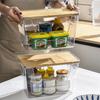 Kitchen Storage Containers with Wood Lid Transparent Plastic Pantry Organizer for Countertop