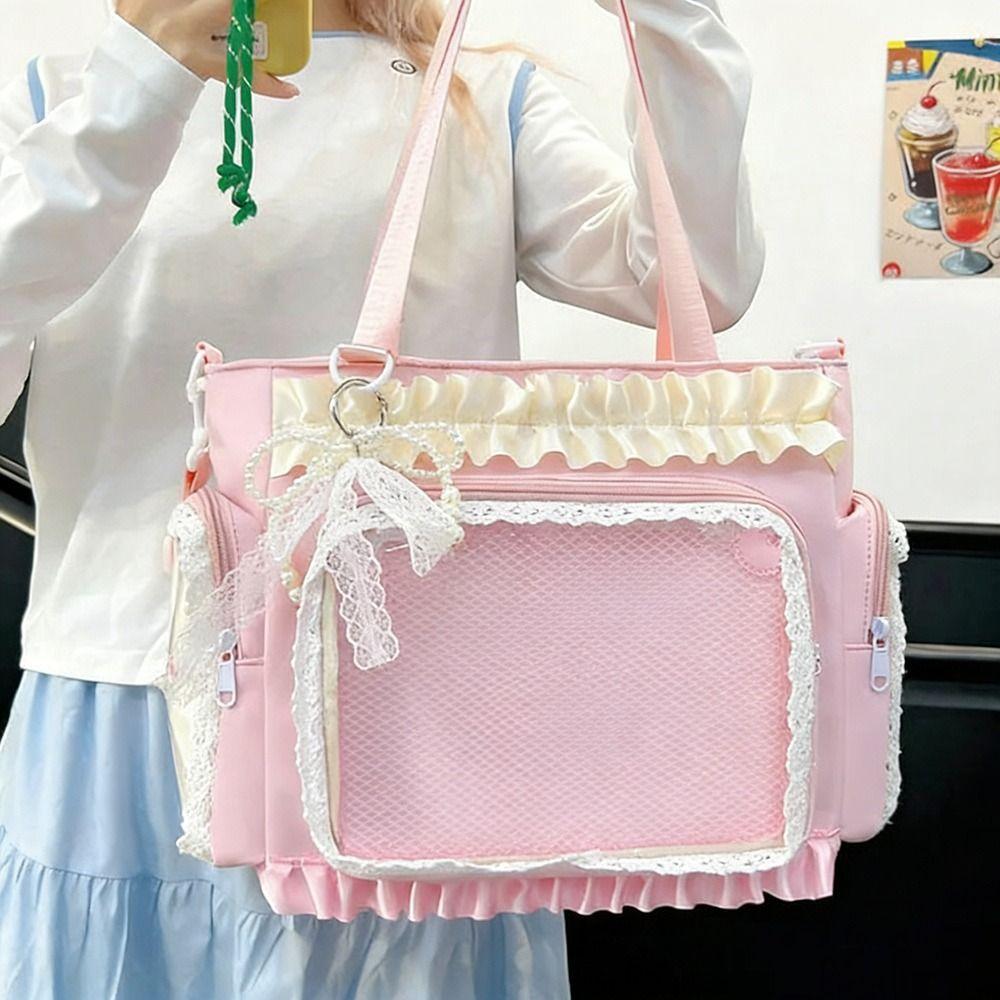 Cute Japanese Ita Bag Transparent Large Capacity Lolita Shoulder Bag Tote Handbag Women