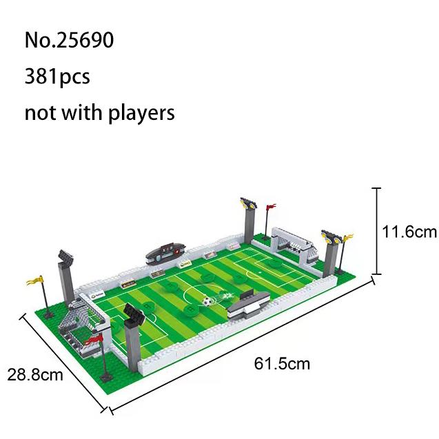 Fußballfeld Bausteine DIY Tischfußballbrett Bausteine Lernspielzeug Geschenk für Kinder Berühmte Fußballstars